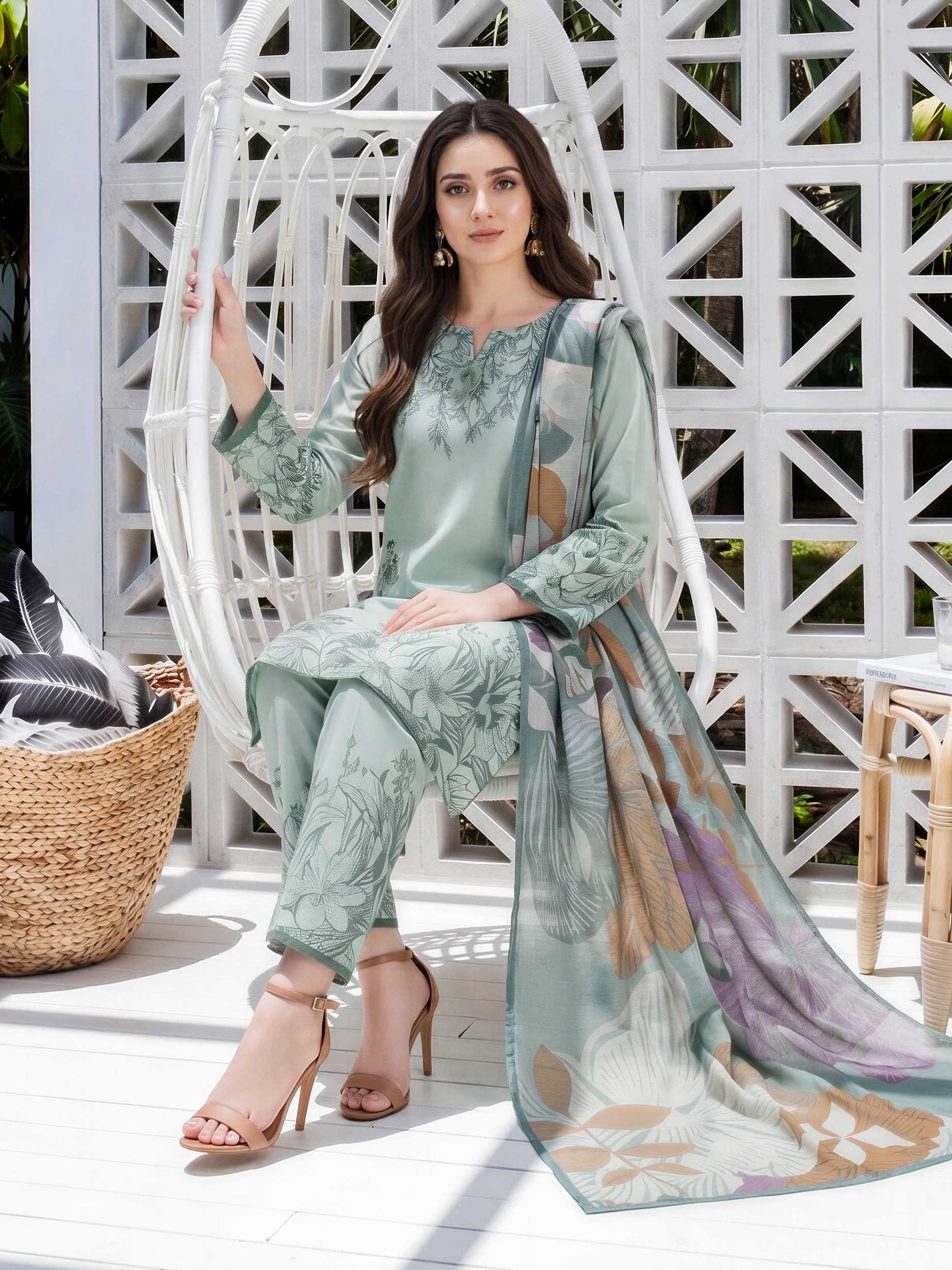 3 Piece Lawn Slub Suit (Unstitched)