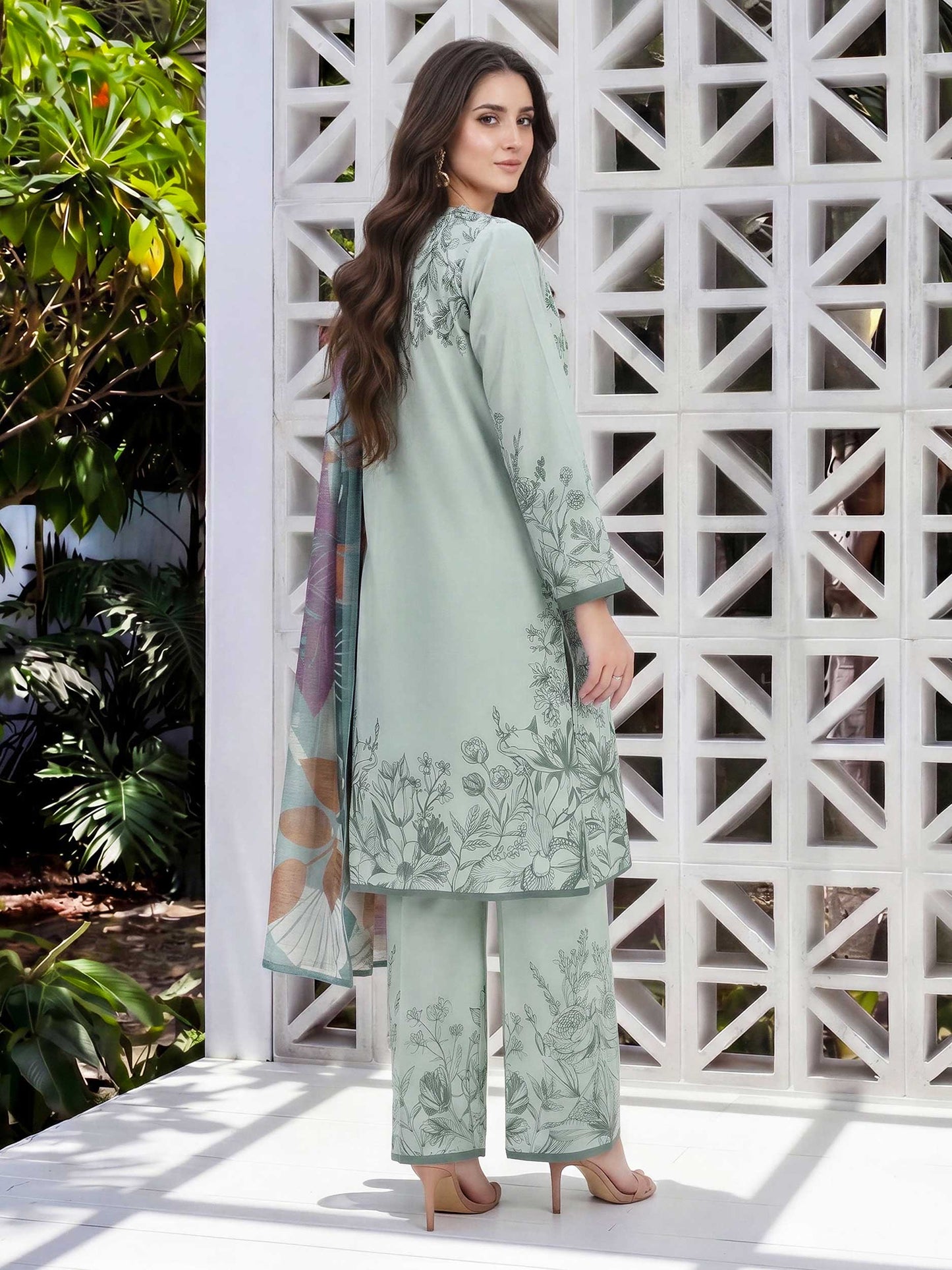 3 Piece Lawn Slub Suit (Unstitched)