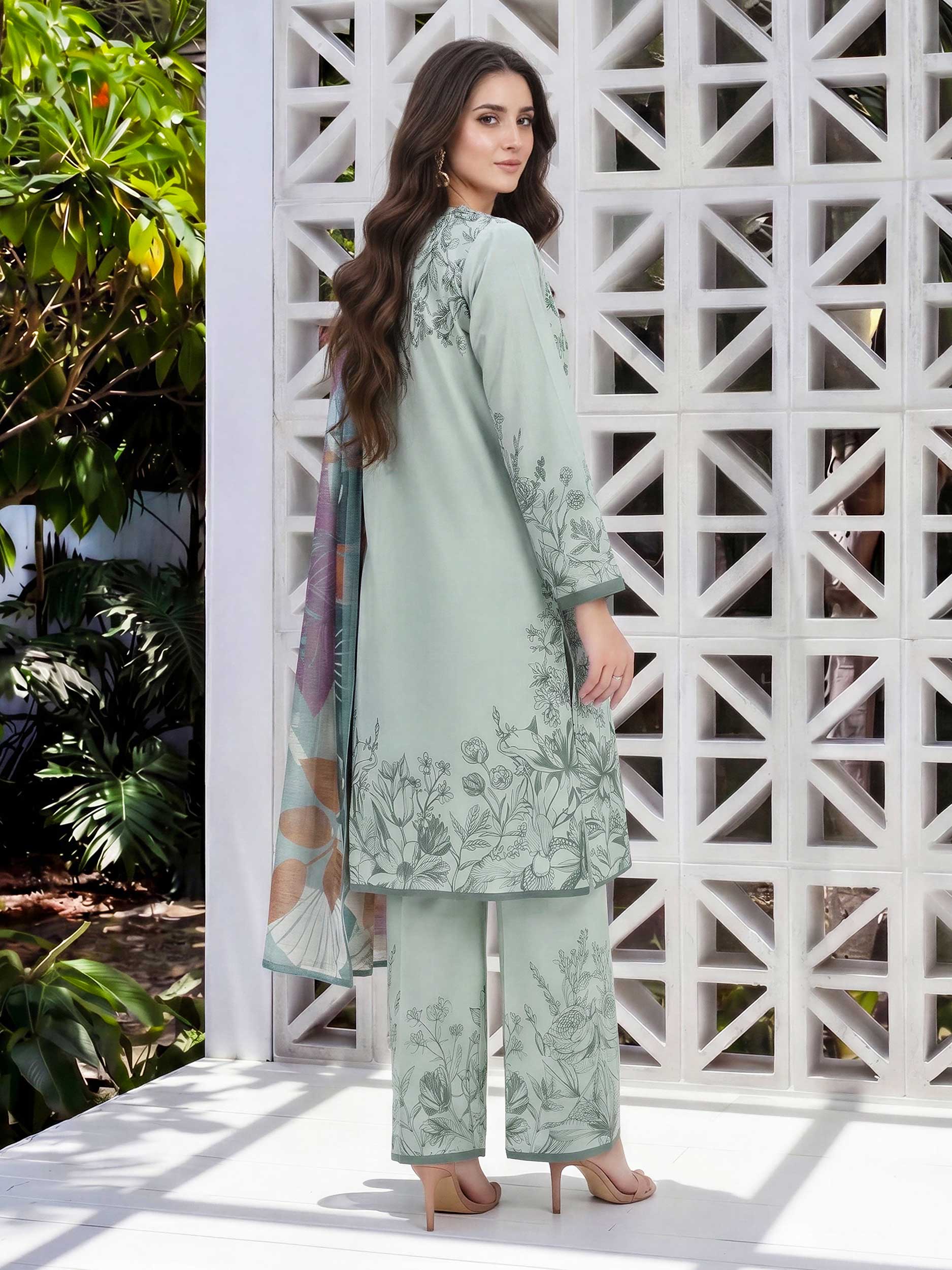 3 Piece Lawn Slub Suit (Unstitched)
