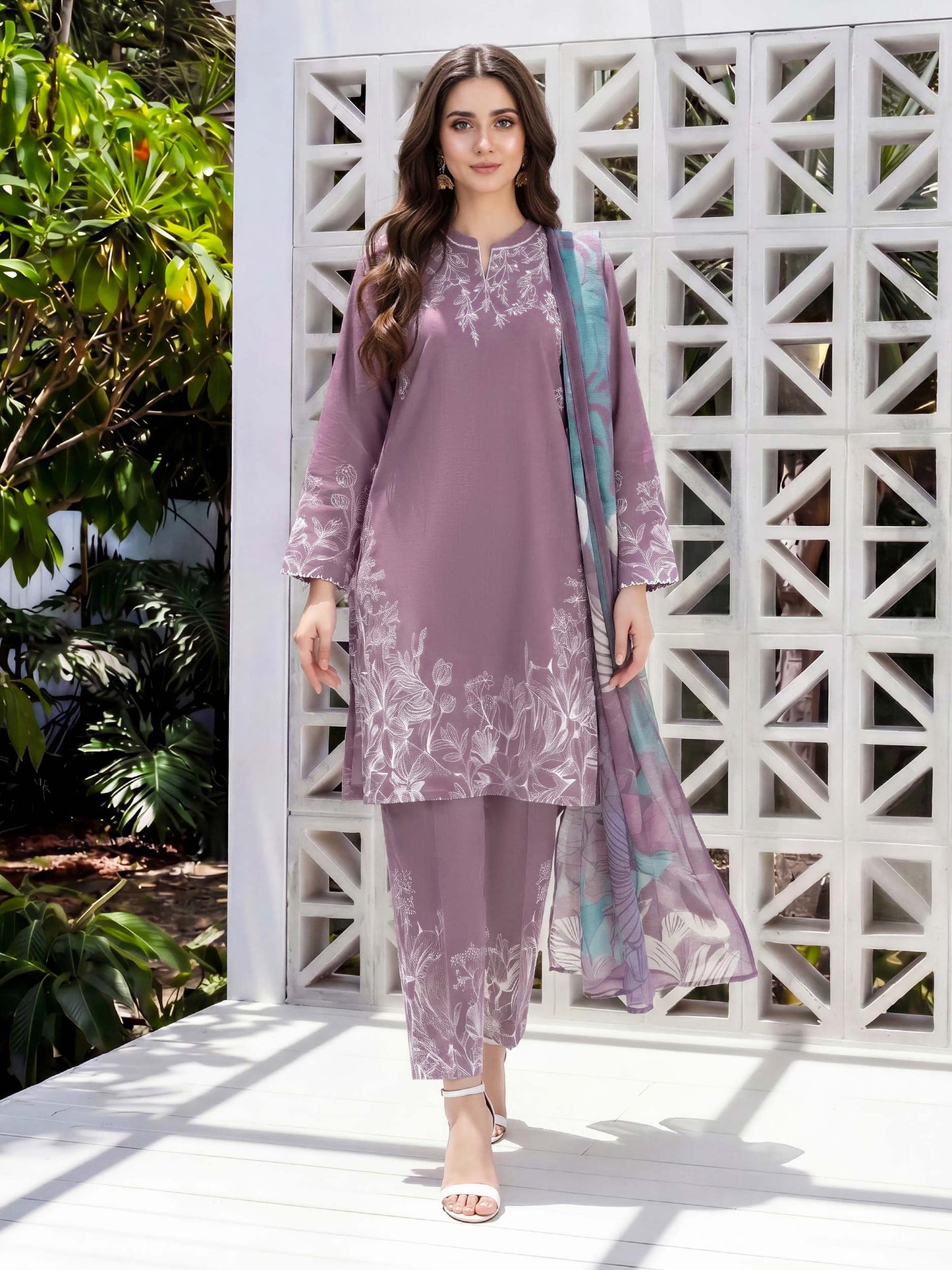 3 Piece Lawn Slub Suit (Unstitched)