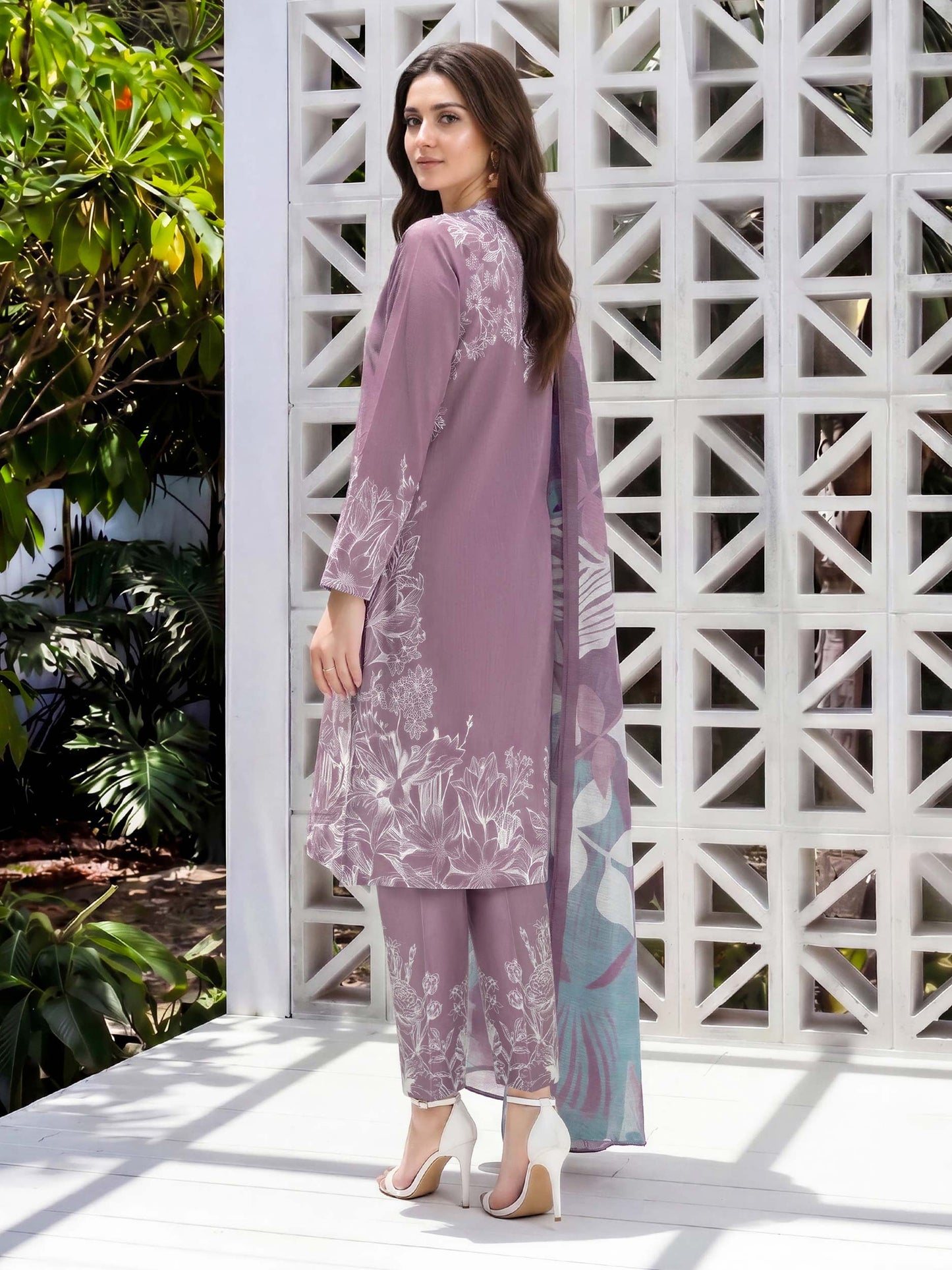 3 Piece Lawn Slub Suit (Unstitched)
