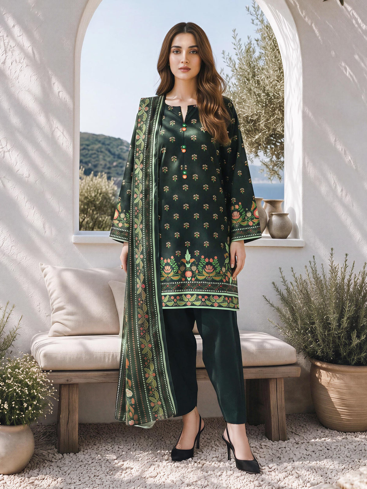 3 Piece Khaddar Suit (Unstitched)