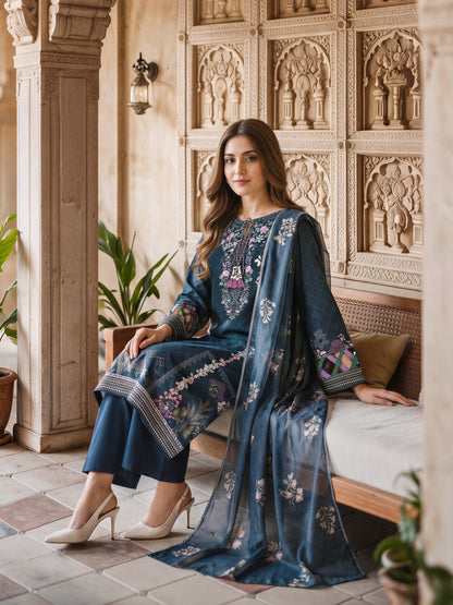 3 Piece Khaddar Suit (Unstitched)