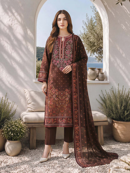 3 Piece Khaddar Suit- Embroidered (Unstitched)