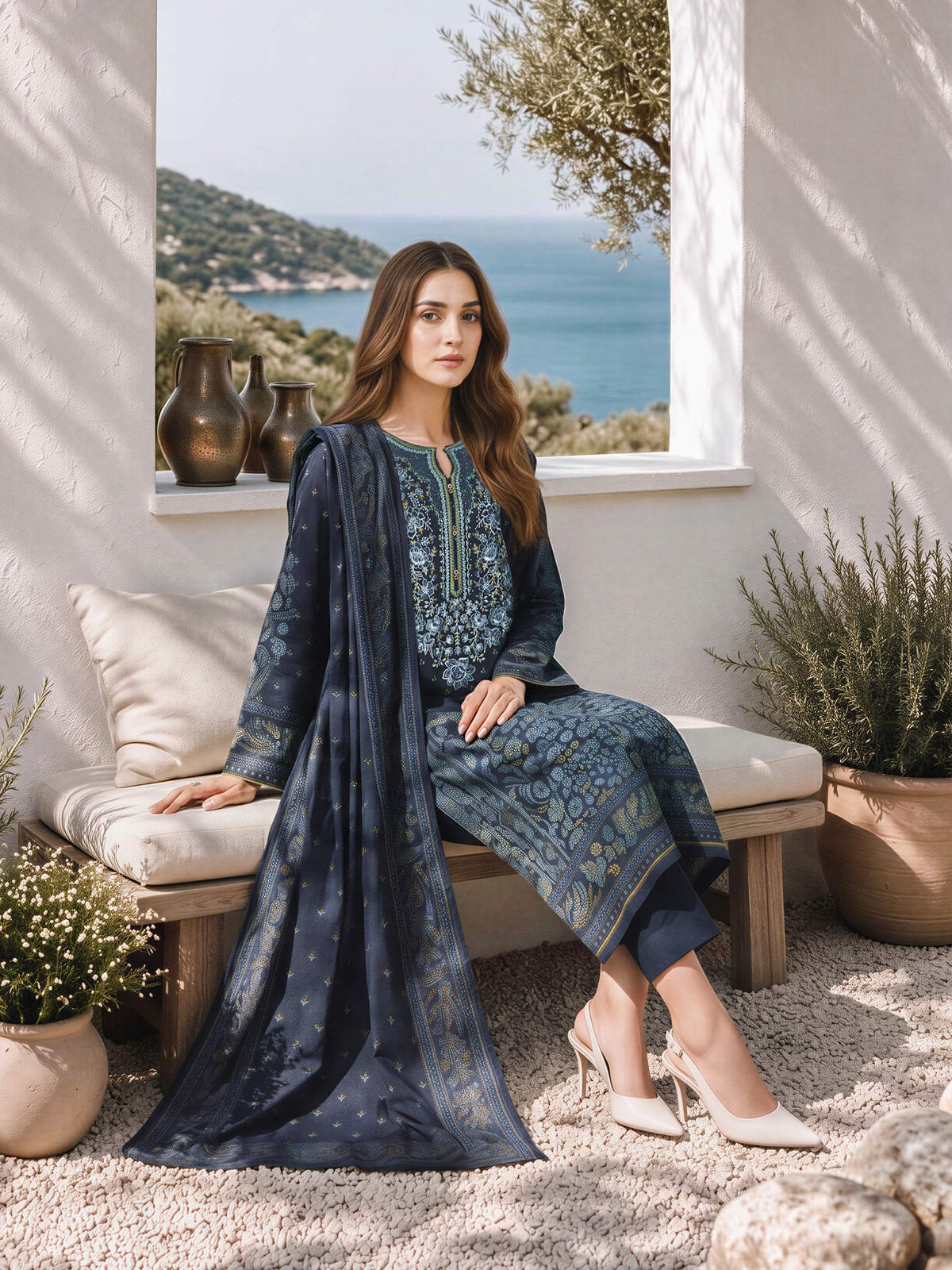 3 Piece Khaddar Suit- Embroidered (Unstitched)