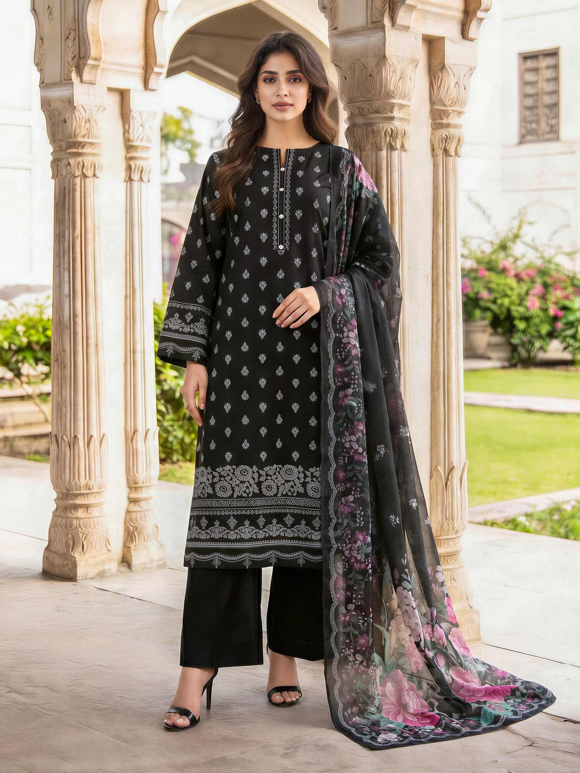 3 Piece Lawn Paste Suit (Unstitched)