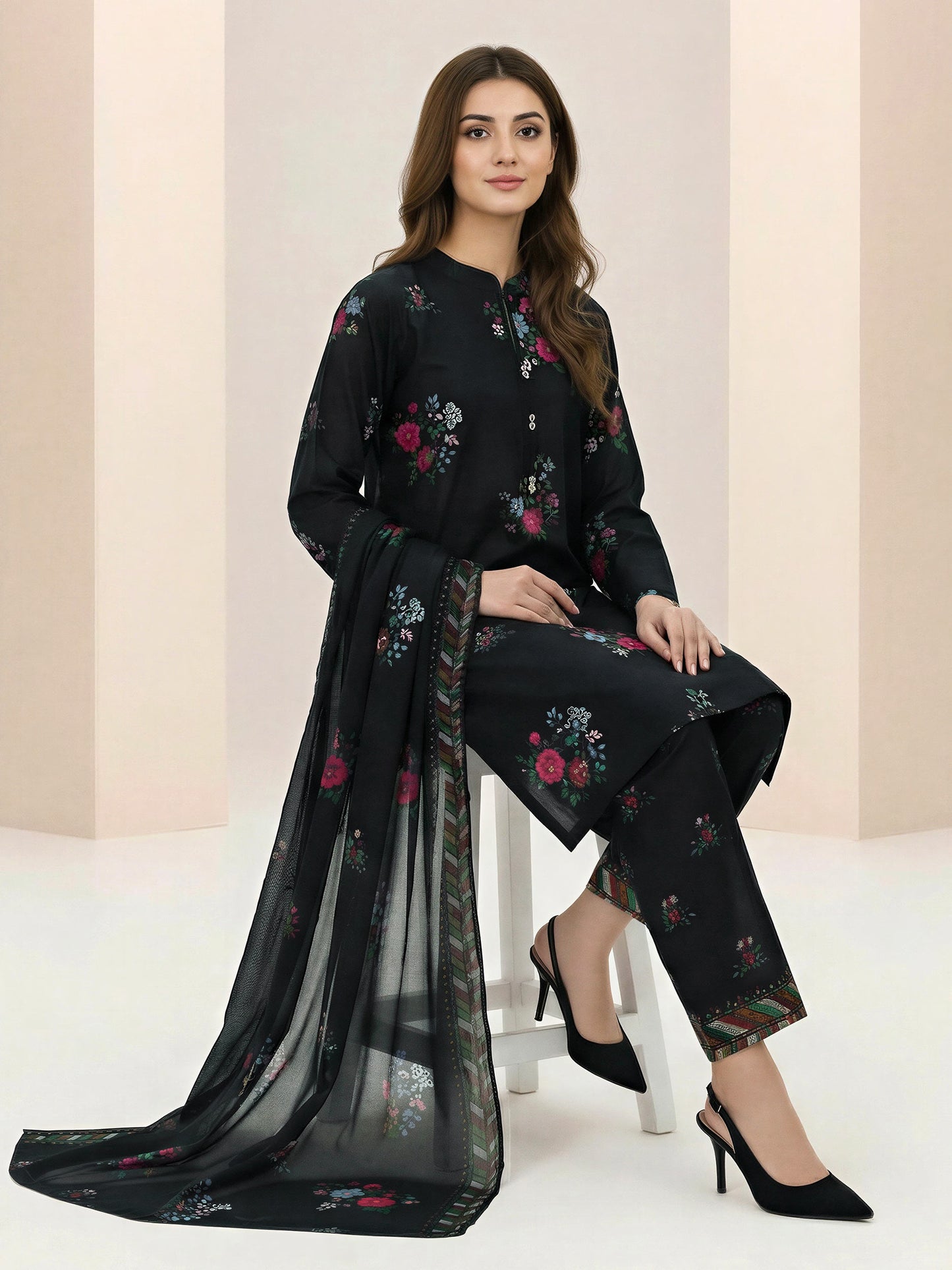 3 Piece Lawn Suit- Printed (Unstitched)