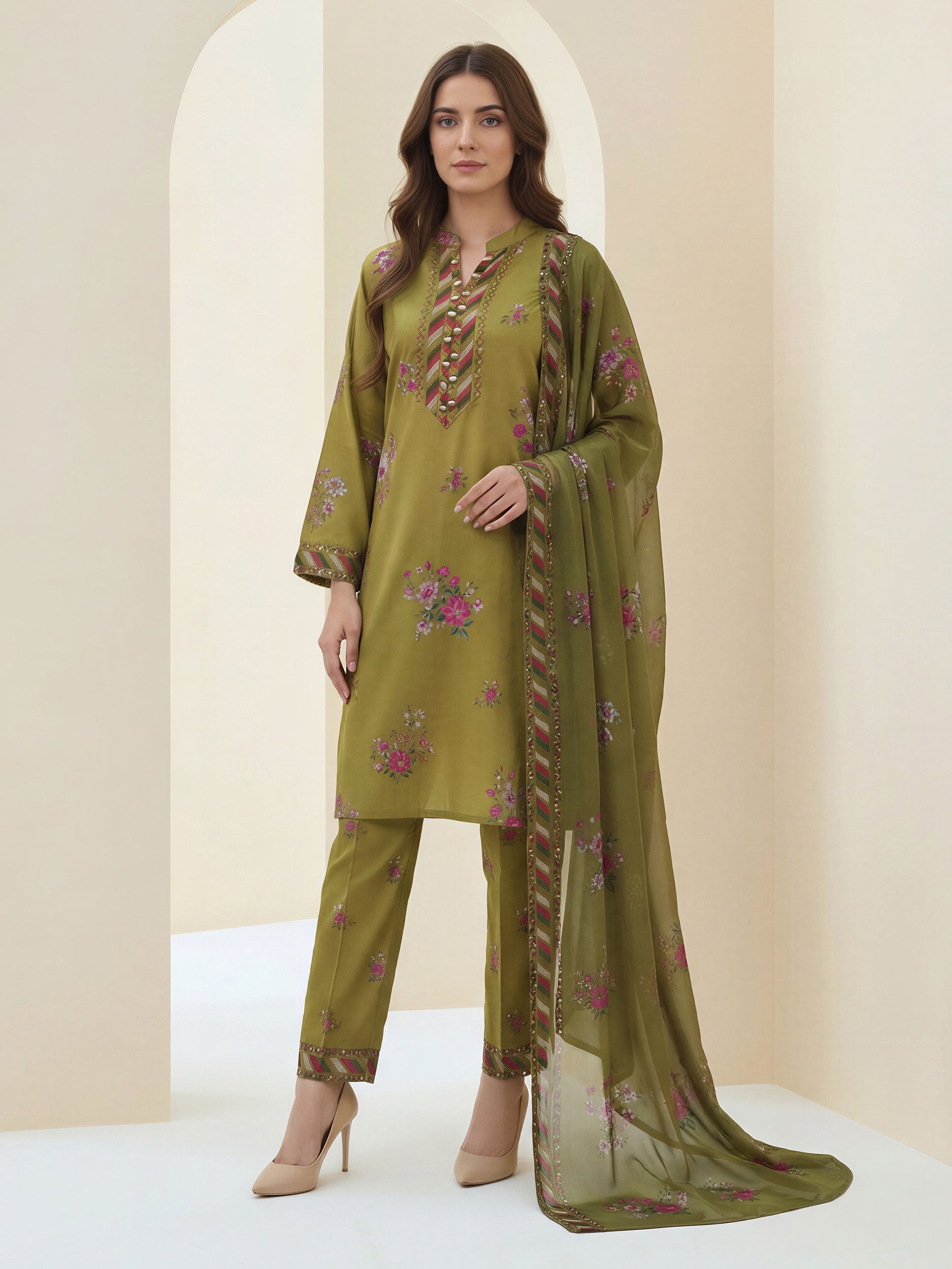 3 Piece Lawn Suit- Printed (Unstitched)