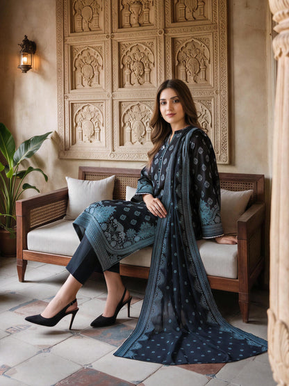 3 Piece Slub Khaddar Paste Suit (Unstitched)