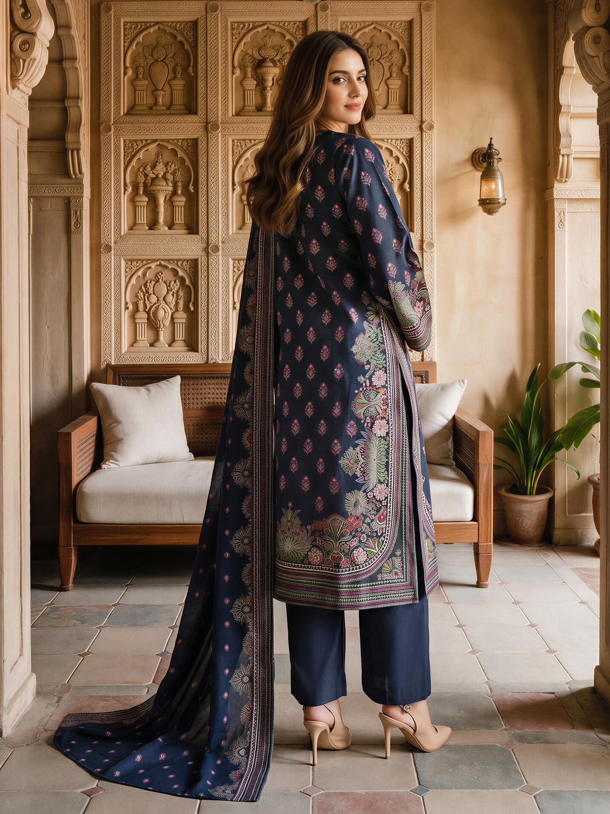 3 Piece Slub Khaddar Paste Suit (Unstitched)