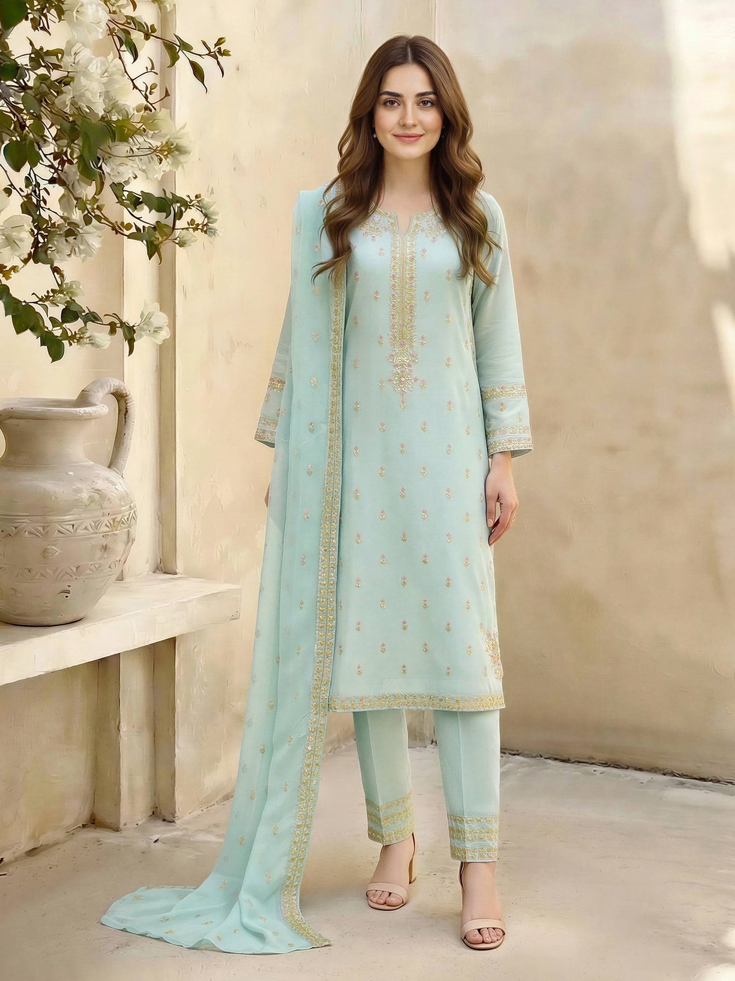 3 Piece Lawn Suit-Embroidered (Unstitched)