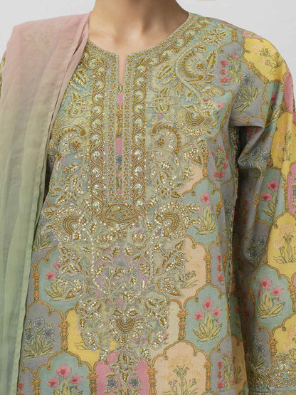 3 Piece Lawn Slub Suit-Embroidered (Unstitched)