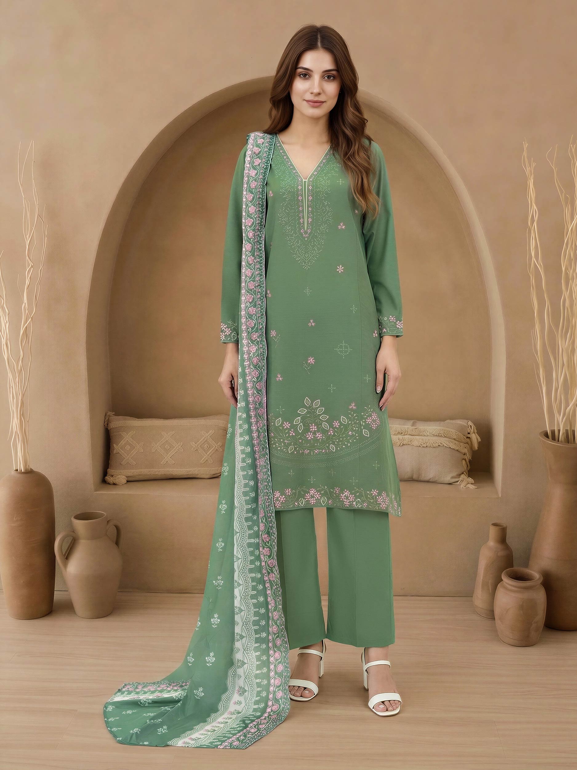 3 Piece Lawn Suit-Embroidered (Unstitched)
