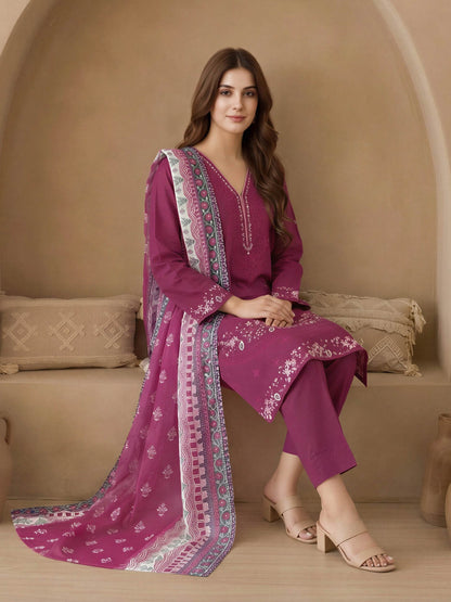 3 Piece Lawn Suit-Embroidered (Unstitched)