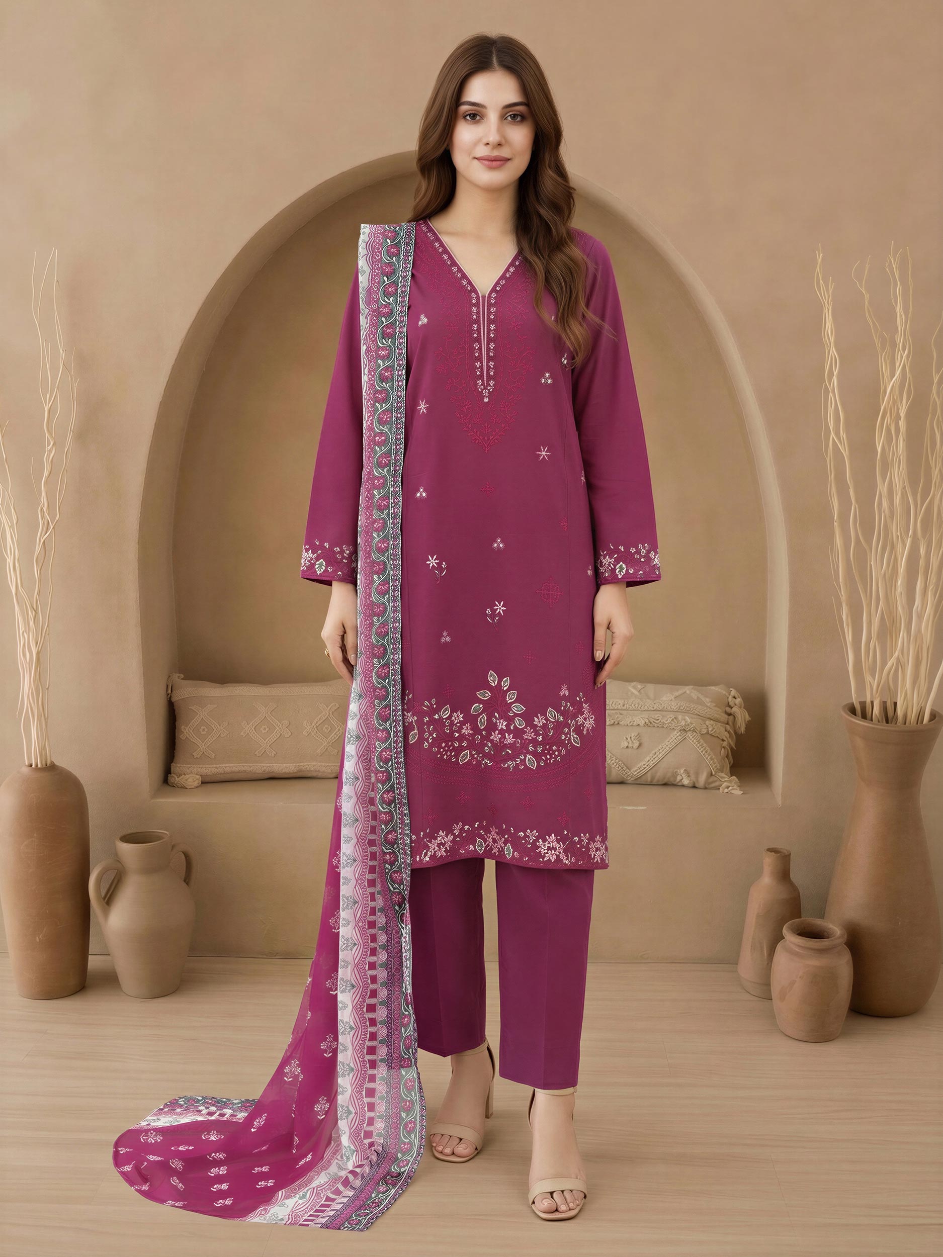 3 Piece Lawn Suit-Embroidered (Unstitched)