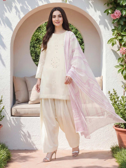 3 Piece Lawn Slub Suit- Embroidered (Unstitched)