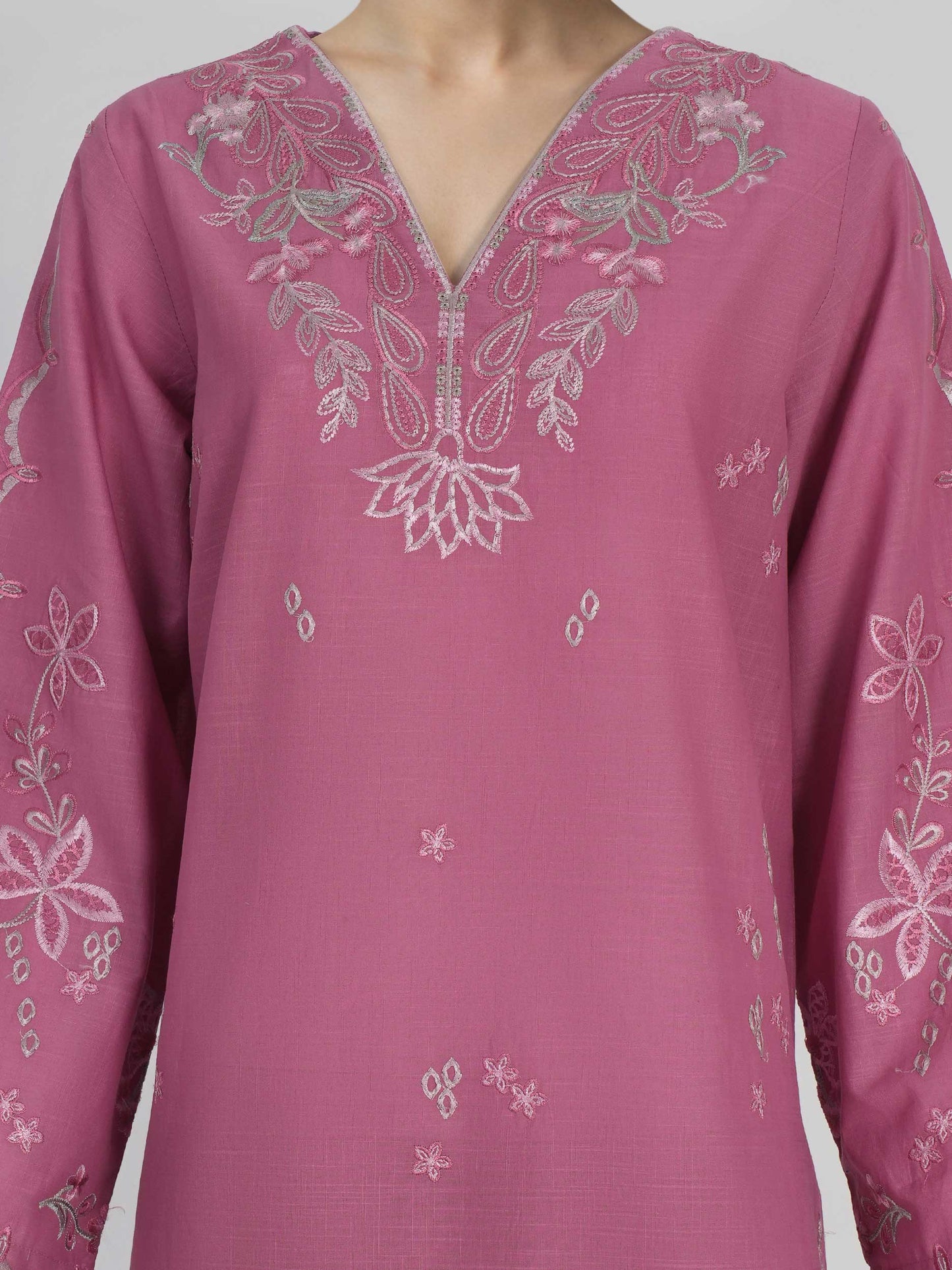 3 Piece Lawn Slub Suit-  Embroidered (Unstitched)