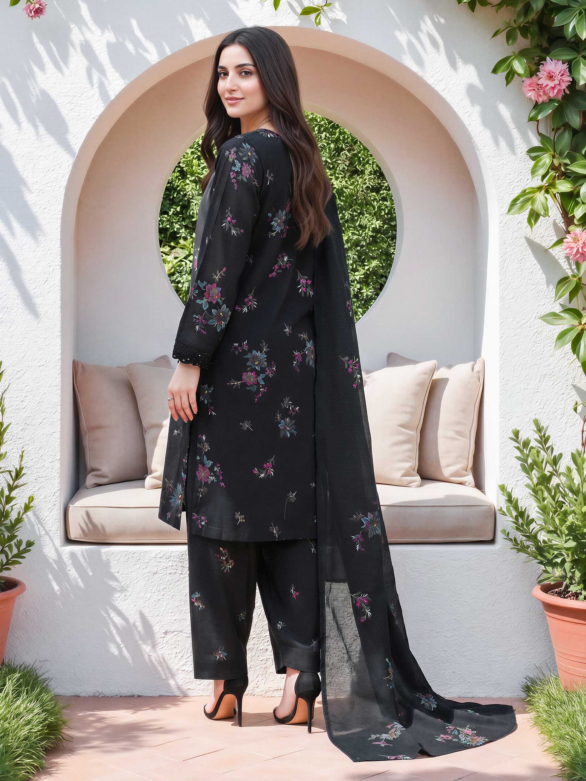 3 Piece Lawn Slub Suit- Embroidered (Unstitched)
