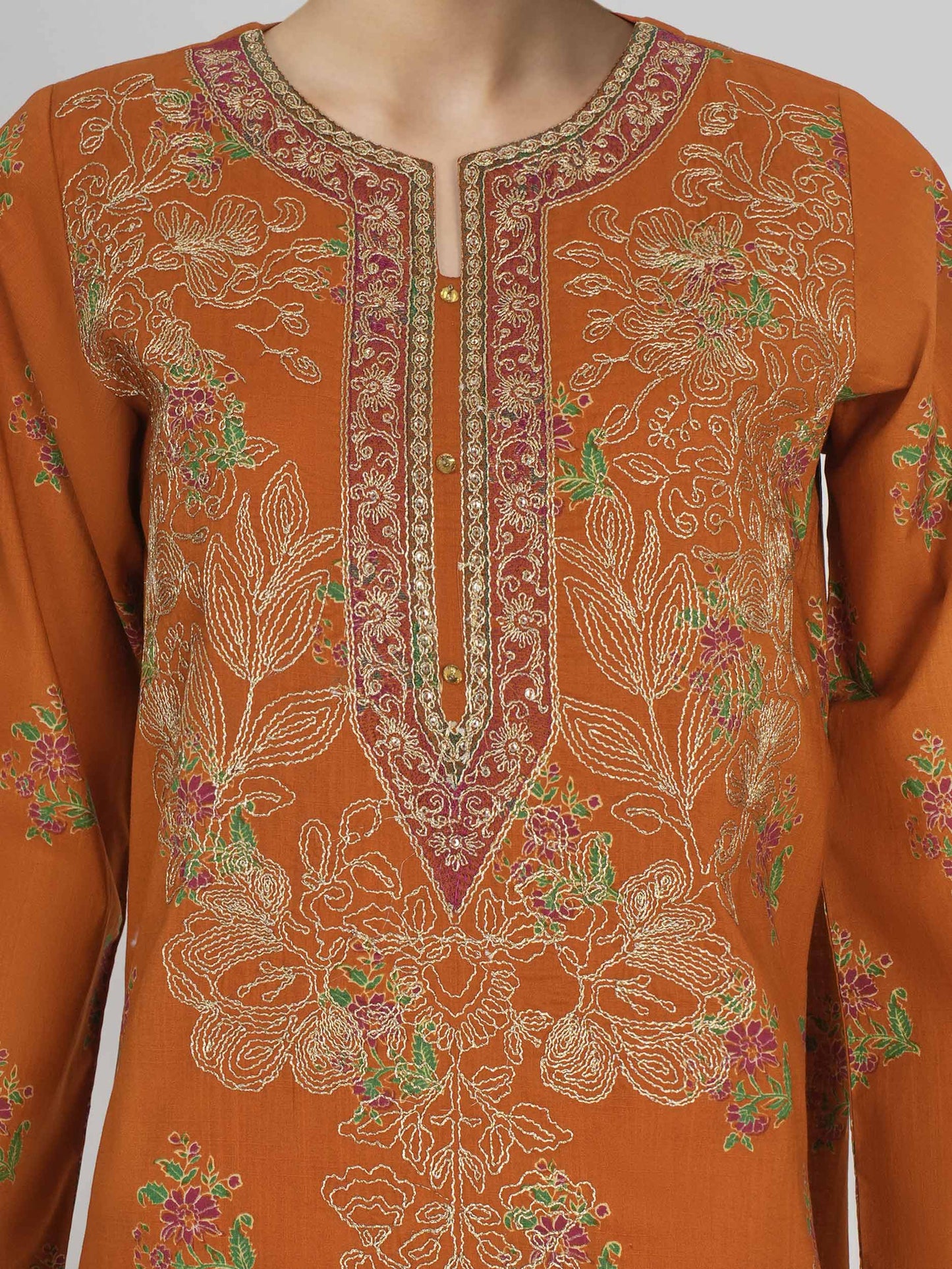 3 Piece Lawn Slub Suit- Embroidered (Unstitched)