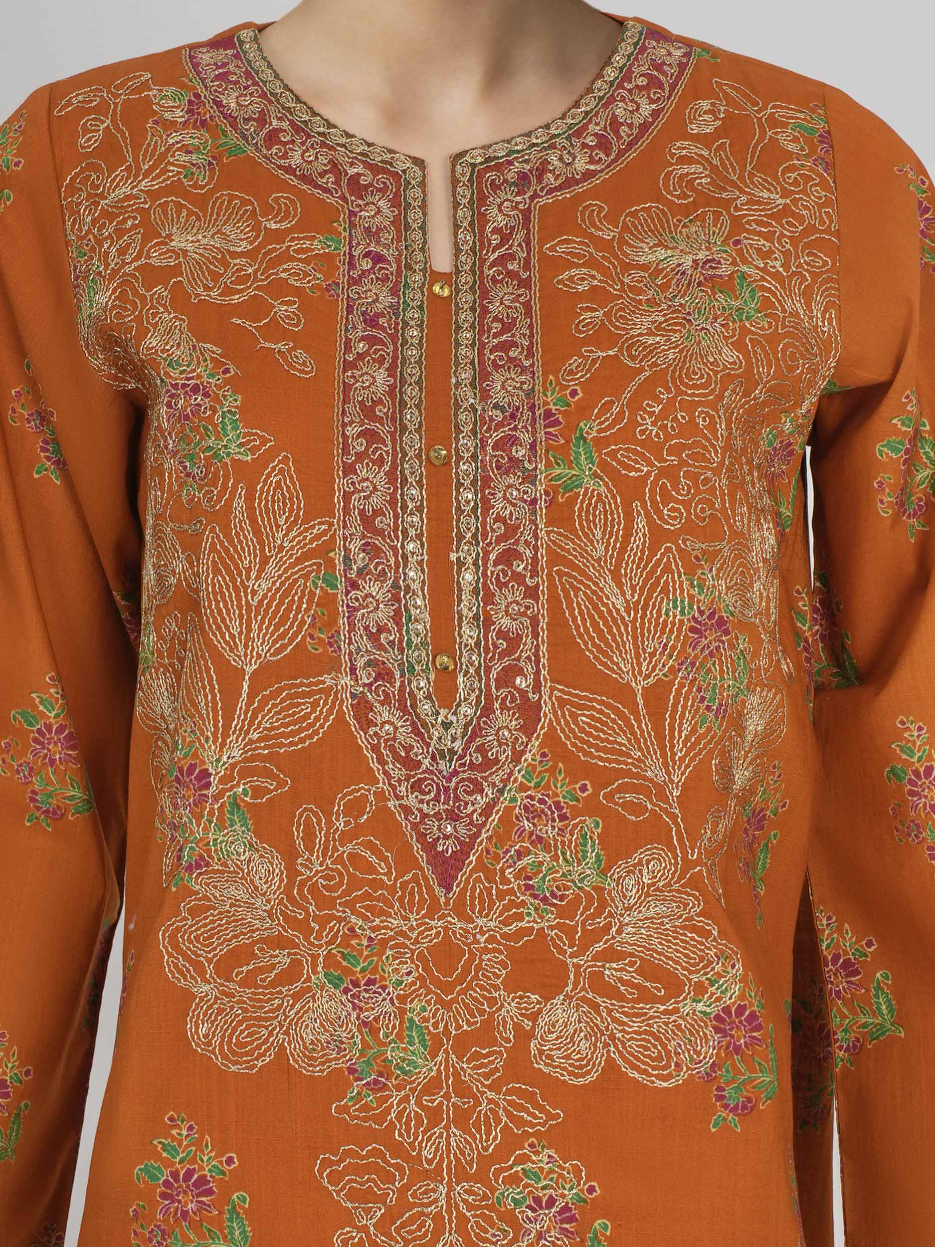 3 Piece Lawn Slub Suit- Embroidered (Unstitched)