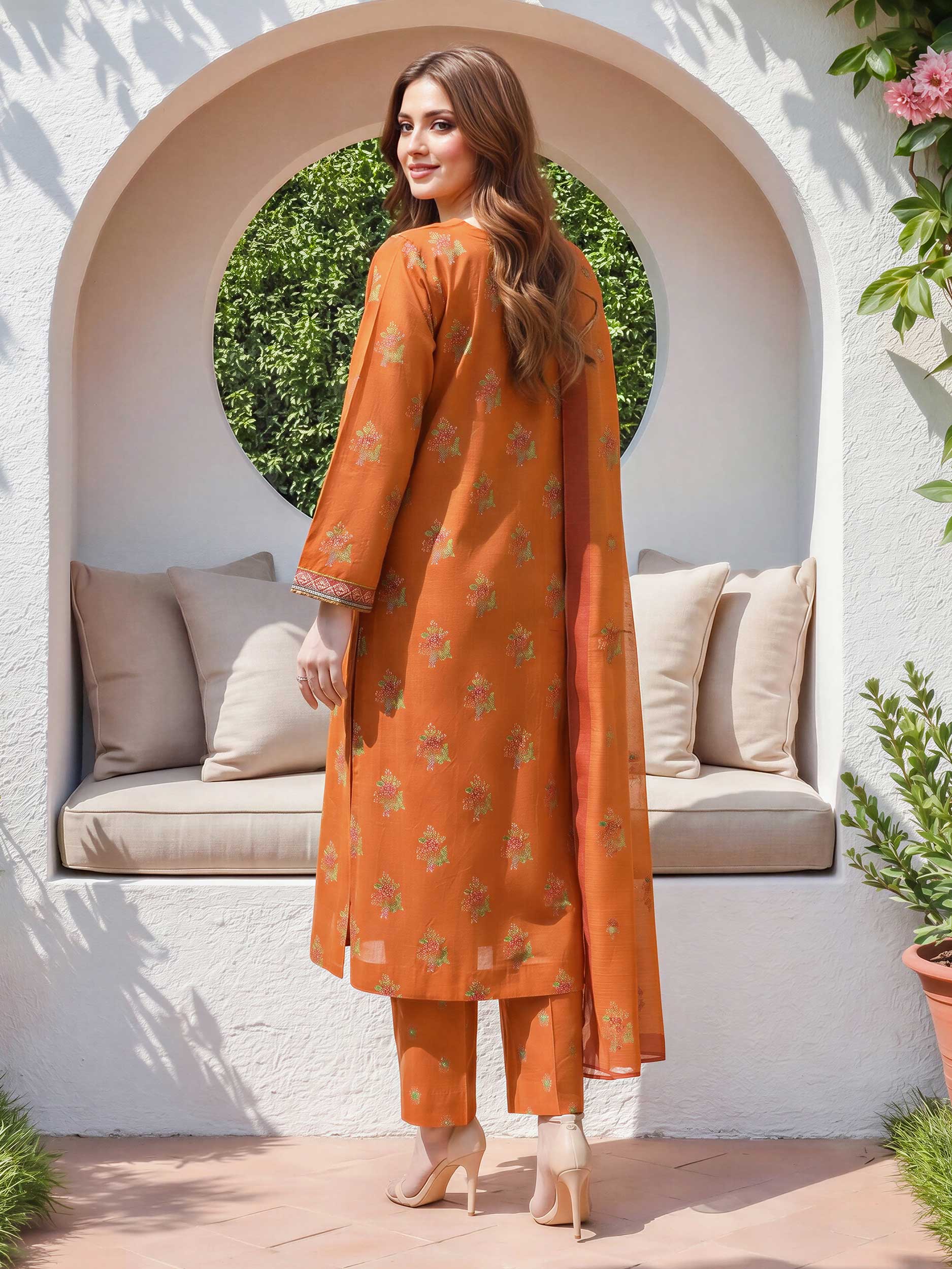 3 Piece Lawn Slub Suit- Embroidered (Unstitched)