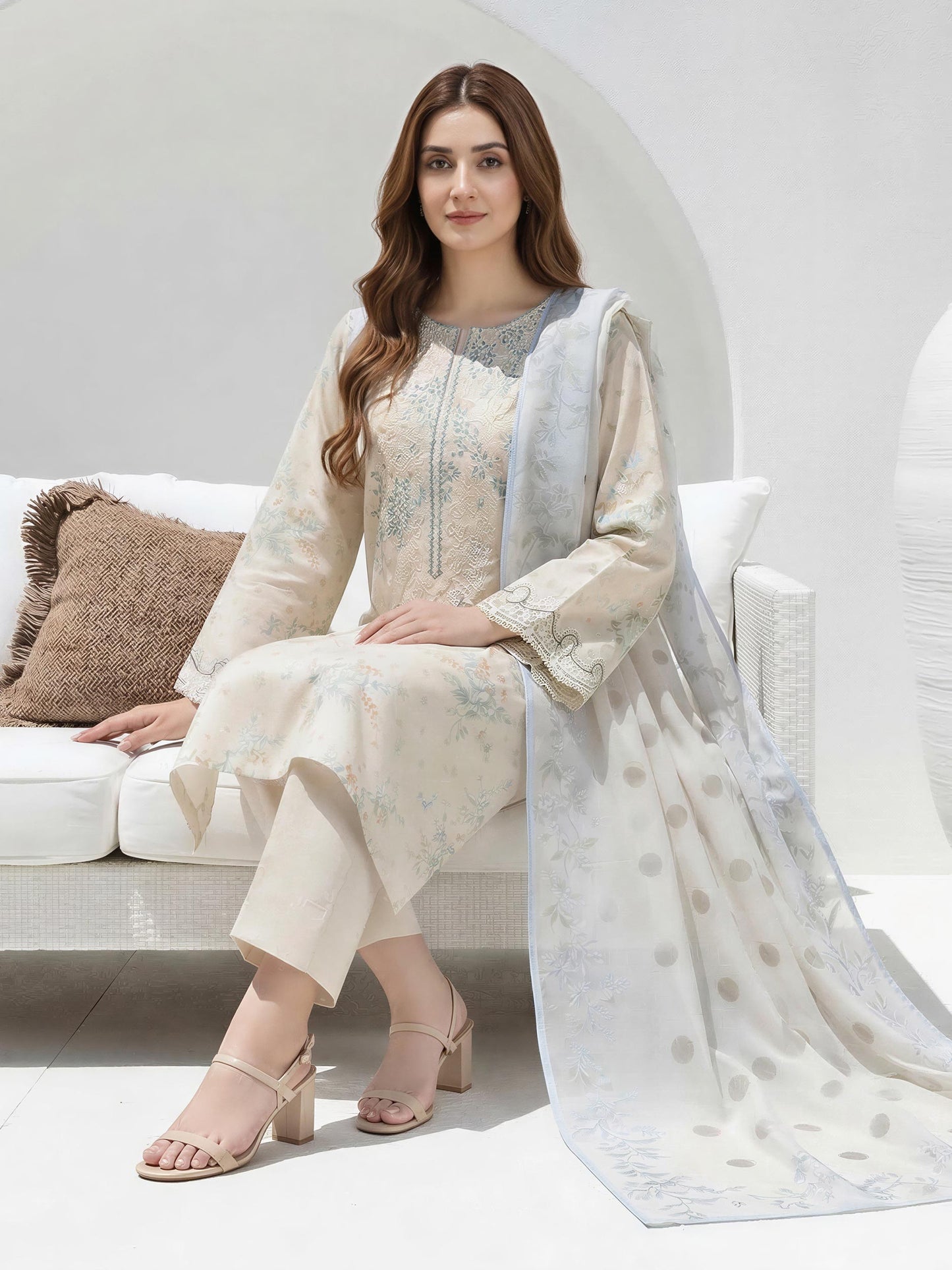 3 Piece Premium Lawn Suit- Embroidered (Unstitched)
