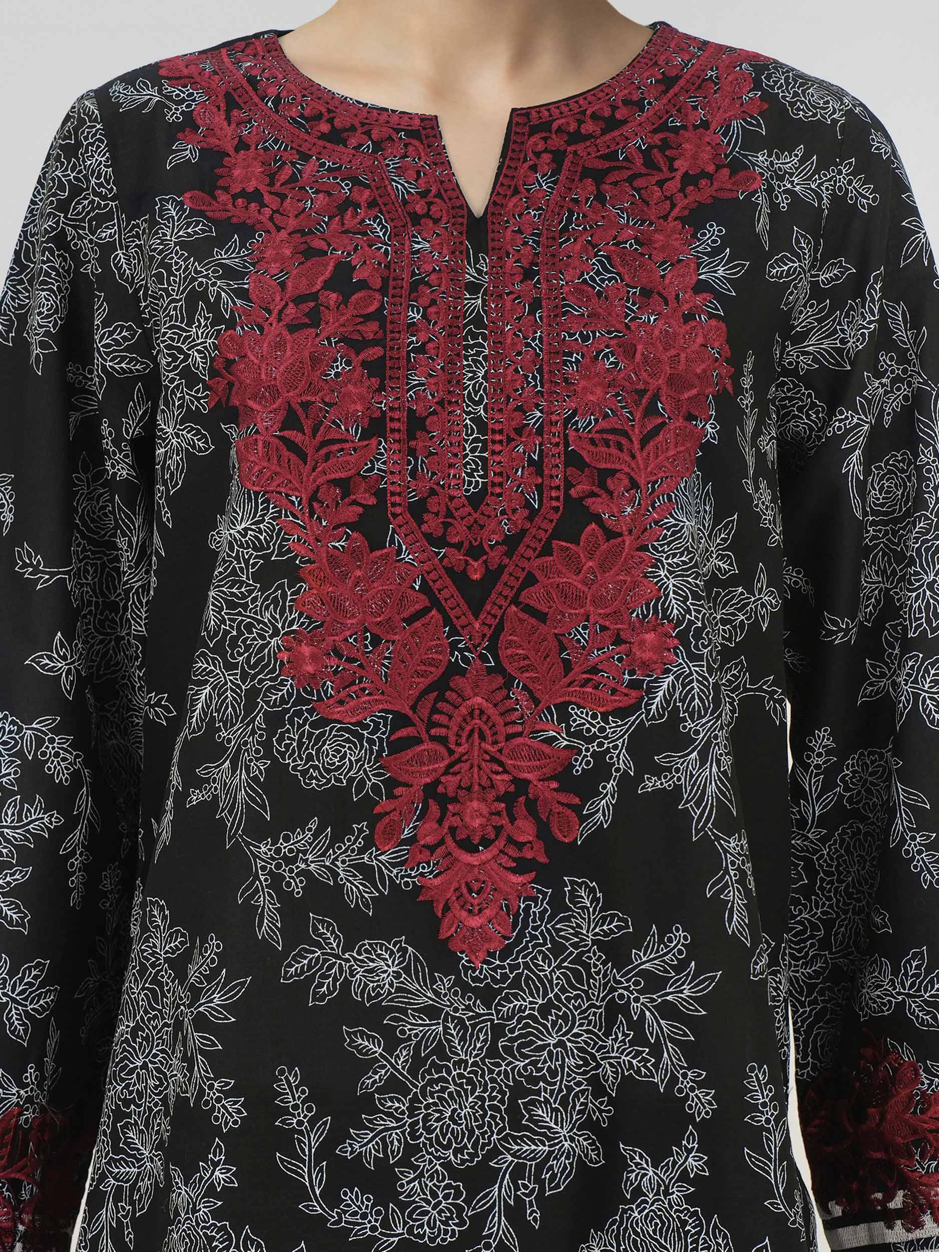 3 Piece Lawn Slub Suit-  Embroidered (Unstitched)