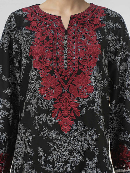 3 Piece Lawn Slub Suit-  Embroidered (Unstitched)