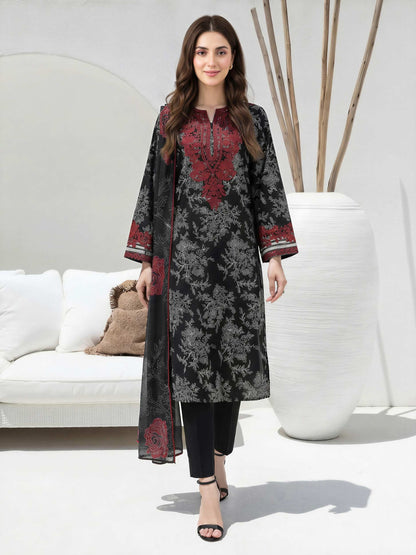 3 Piece Lawn Slub Suit-  Embroidered (Unstitched)