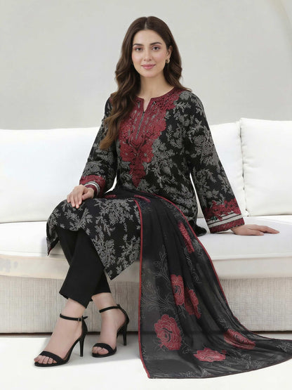 3 Piece Lawn Slub Suit-  Embroidered (Unstitched)
