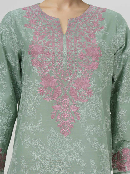 3 Piece Lawn Slub Suit-  Embroidered (Unstitched)