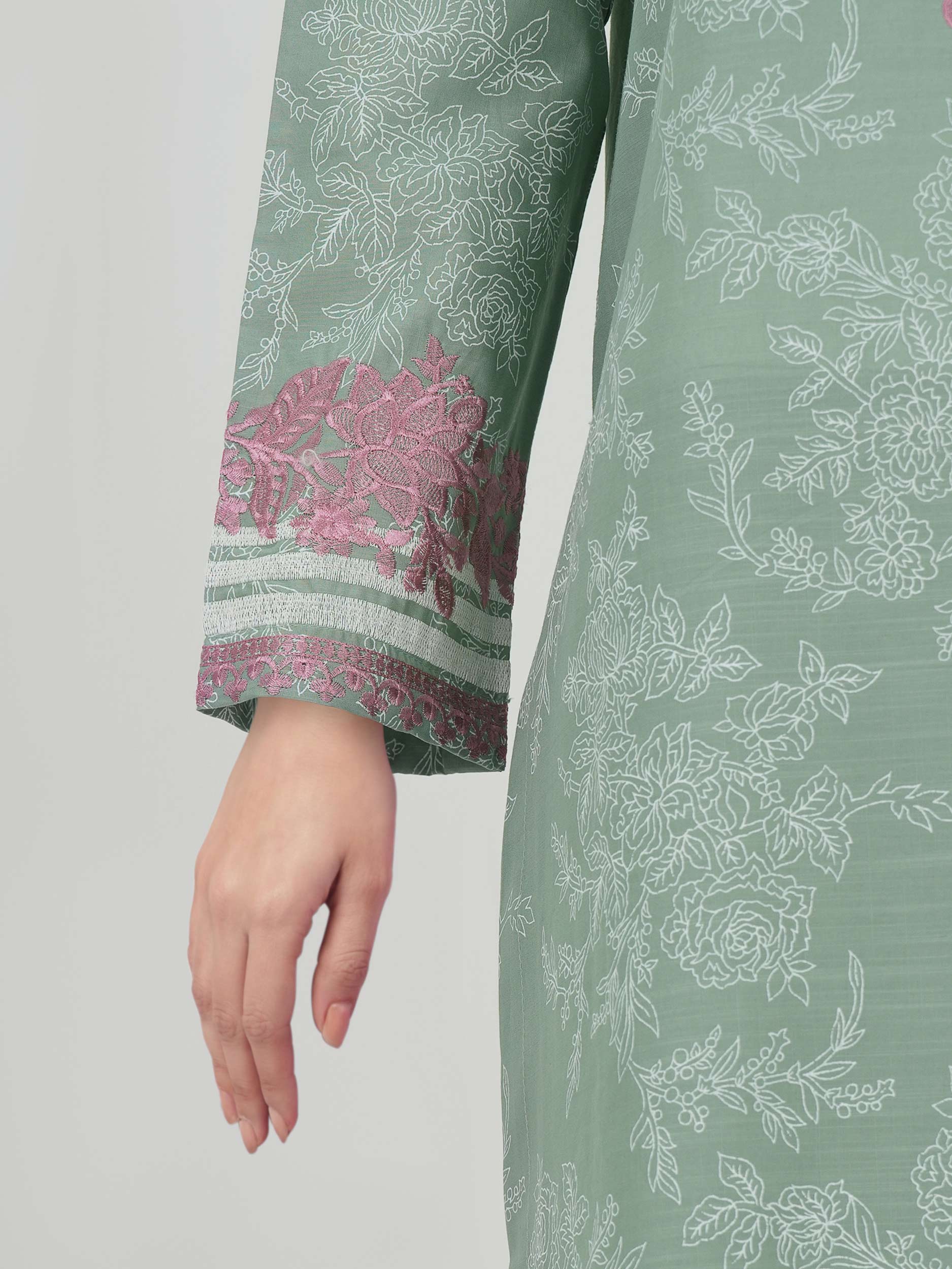 3 Piece Lawn Slub Suit-  Embroidered (Unstitched)