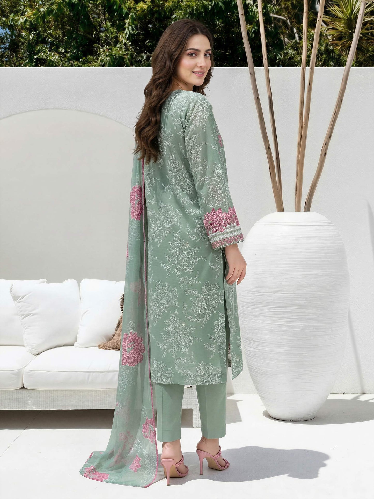 3 Piece Lawn Slub Suit-  Embroidered (Unstitched)
