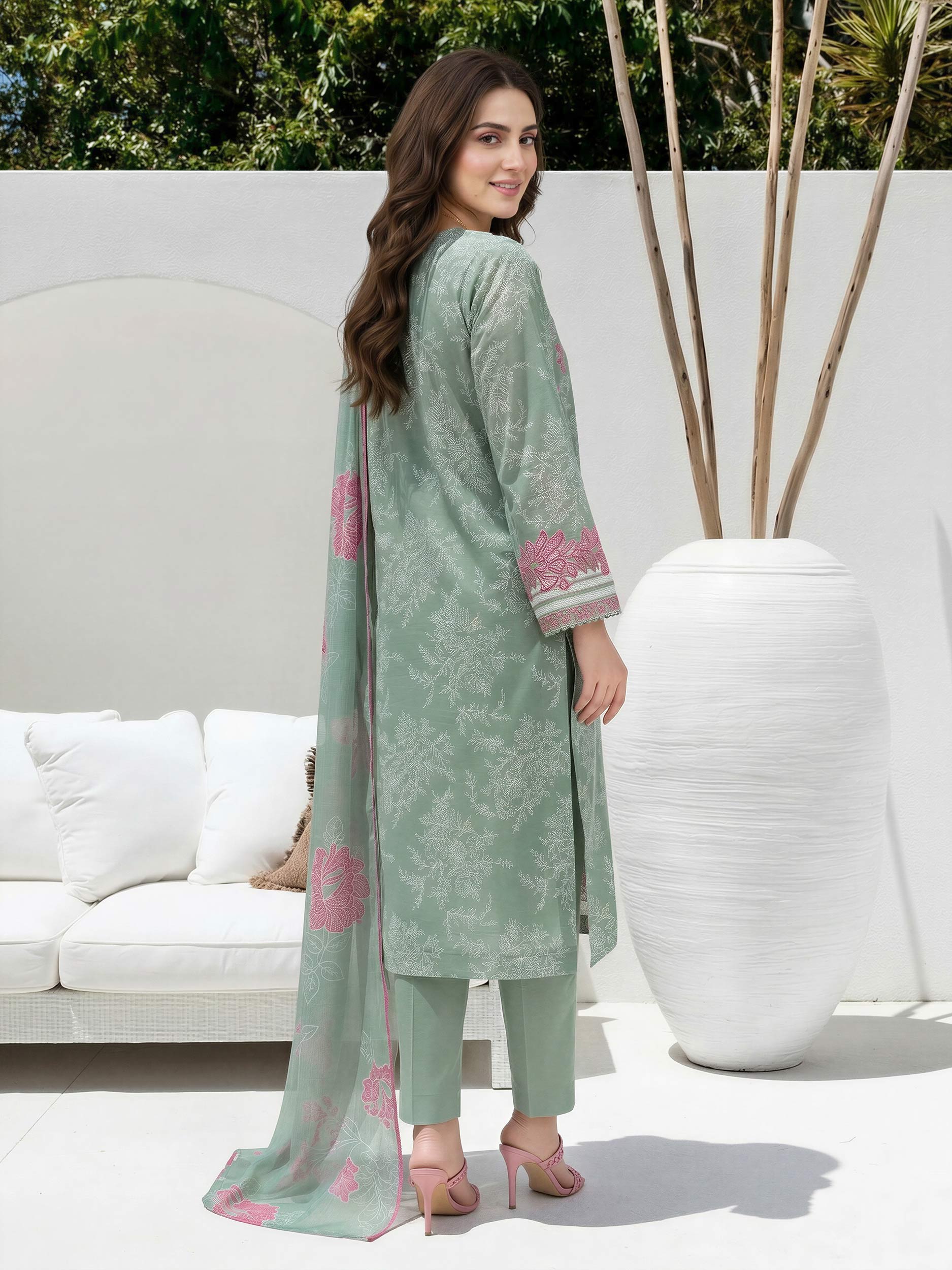 3 Piece Lawn Slub Suit-  Embroidered (Unstitched)