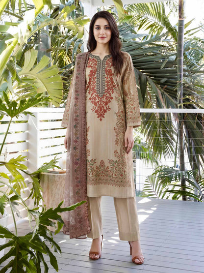 3 Piece Lawn Suit- Embroidered (Unstitched)