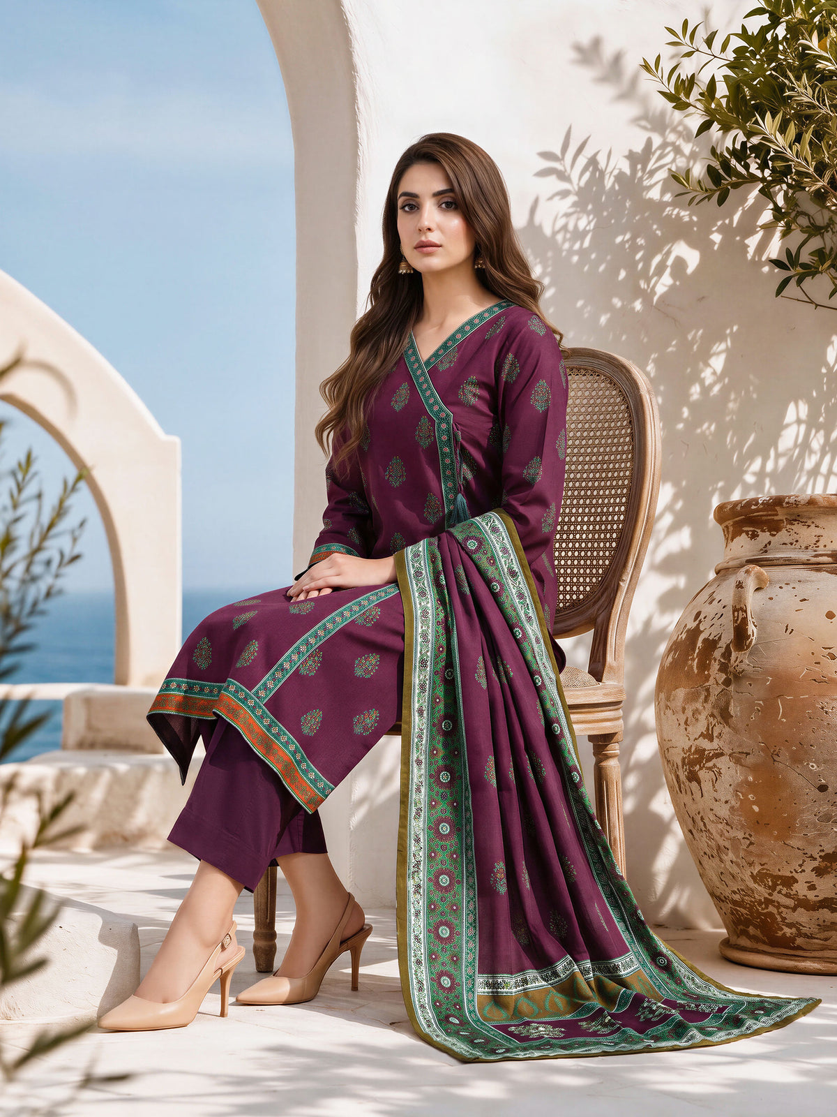 3 Piece Slub Khaddar Suit (Unstitched)