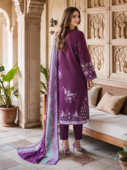 3 Piece Slub Khaddar Suit (Unstitched)