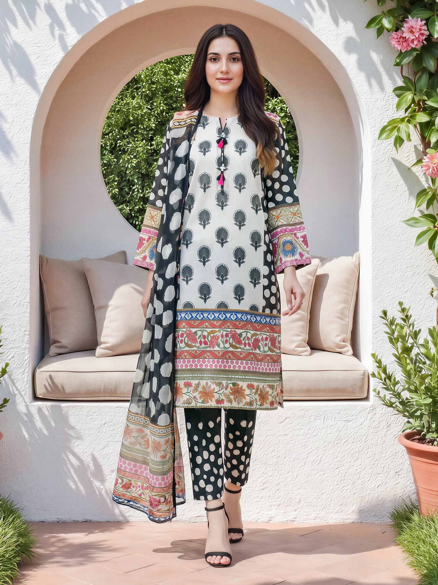 3 Piece Lawn Slub Suit (Unstitched)