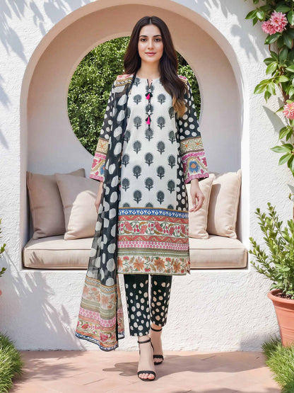3 Piece Lawn Slub Suit (Unstitched)