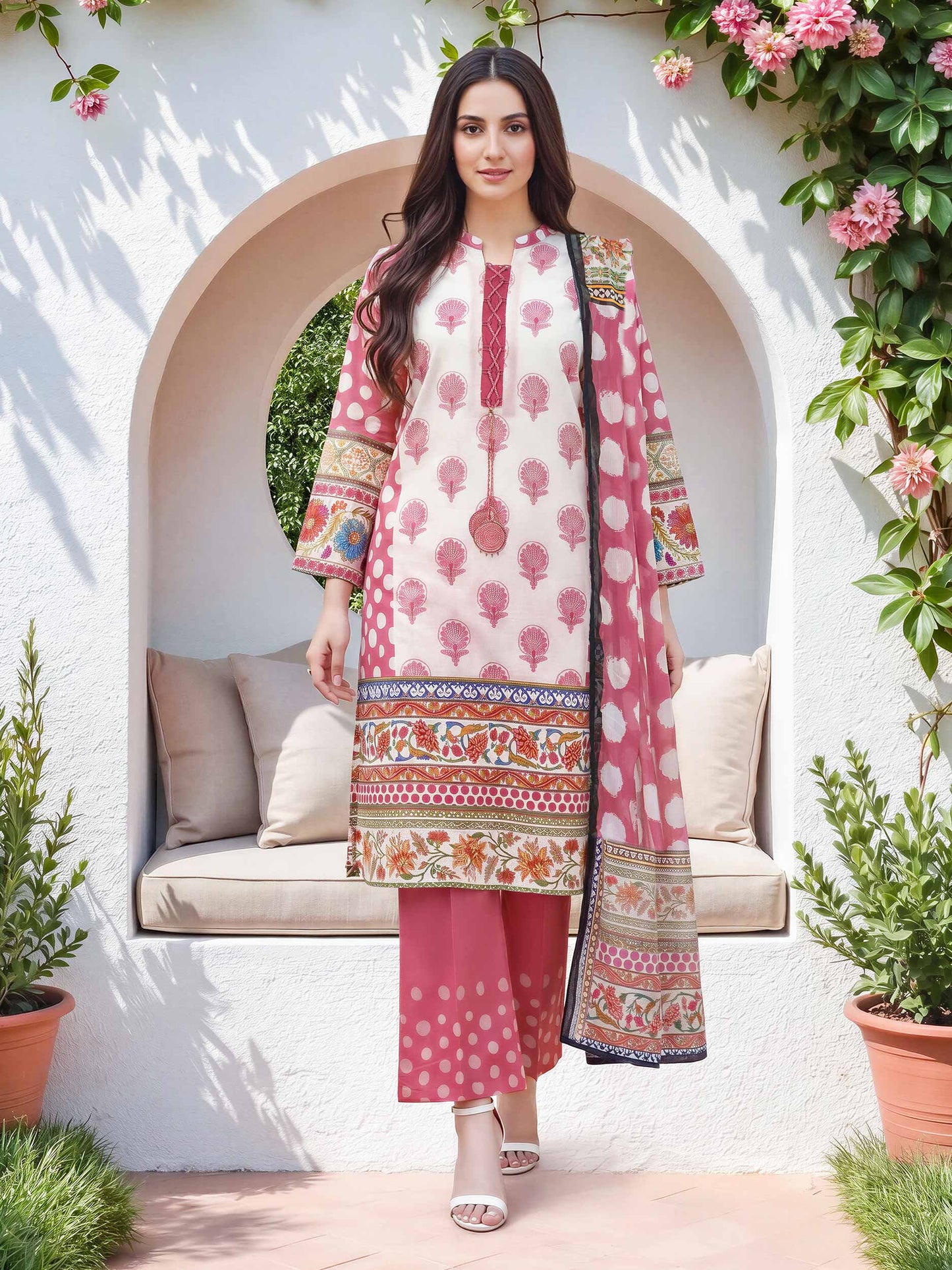 3 Piece Lawn Slub Suit (Unstitched)