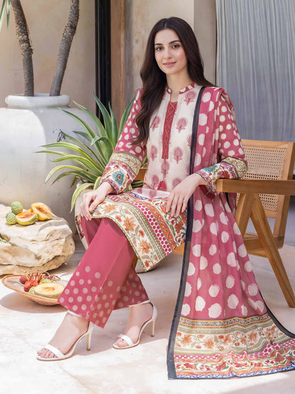 3 Piece Lawn Slub Suit (Unstitched)