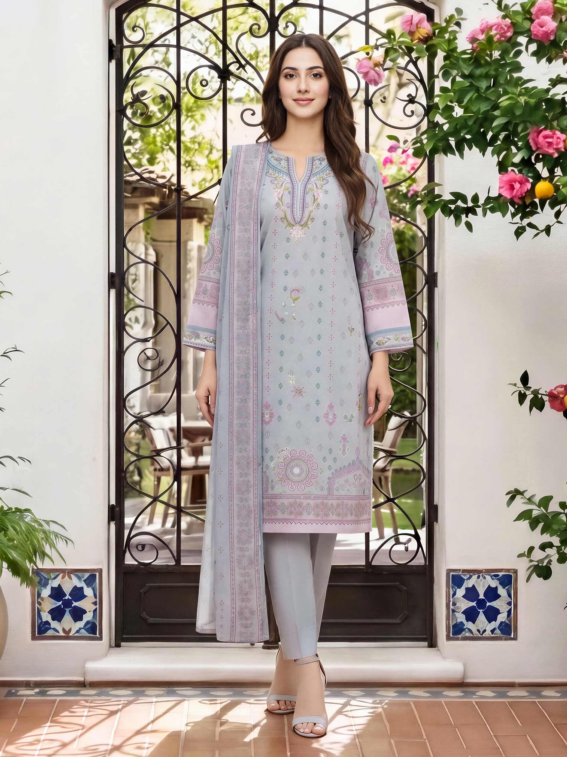 3 Piece Lawn Suit- Embroidered (Unstitched)
