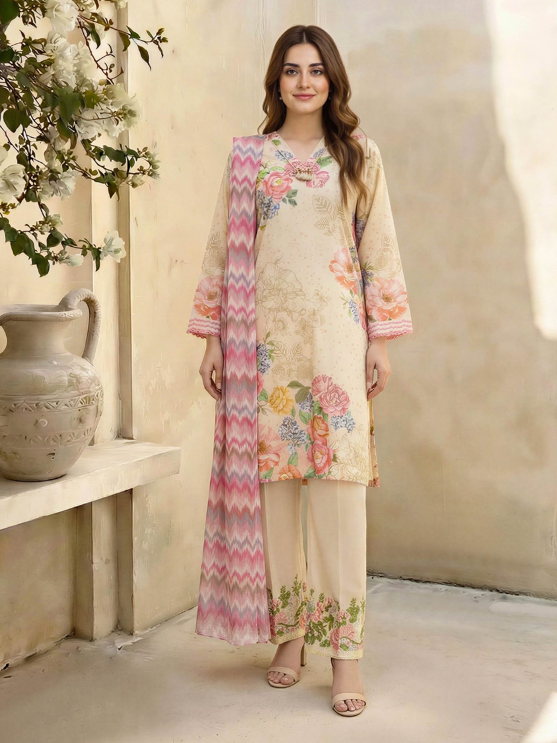 3 Piece Lawn Suit- Embroidered (Unstitched)
