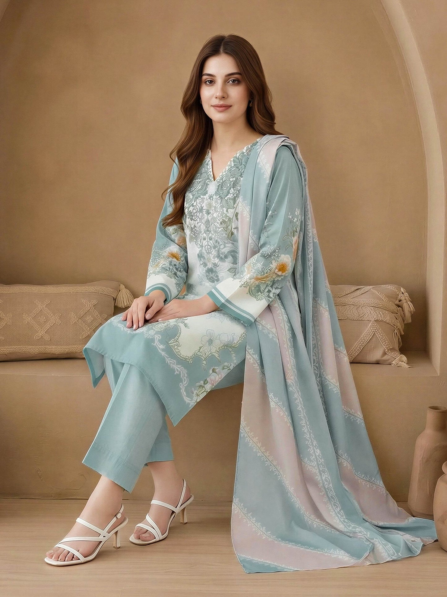 3 Piece Lawn Suit-Embroidered (Unstitched)