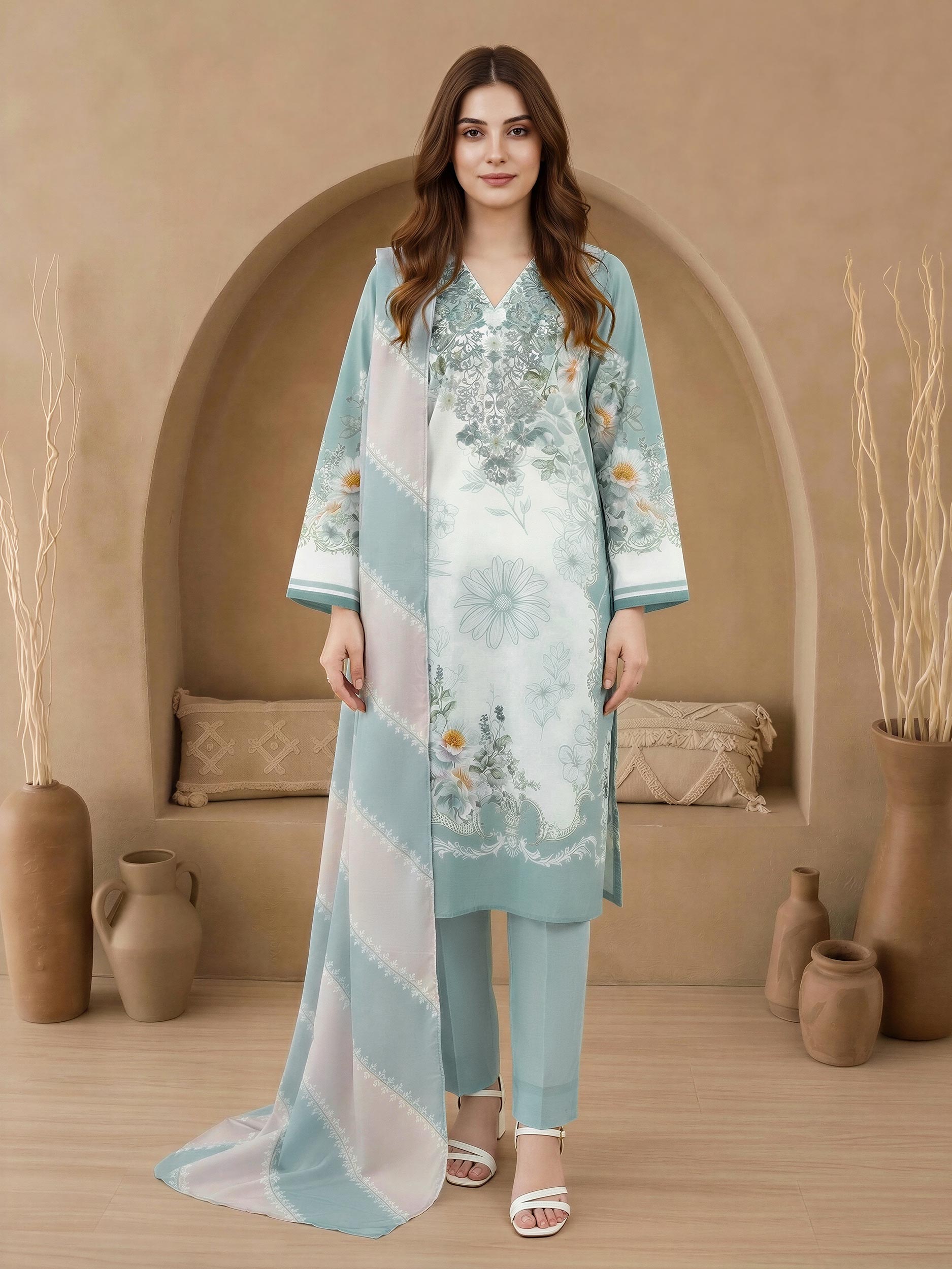 3 Piece Lawn Suit-Embroidered (Unstitched)