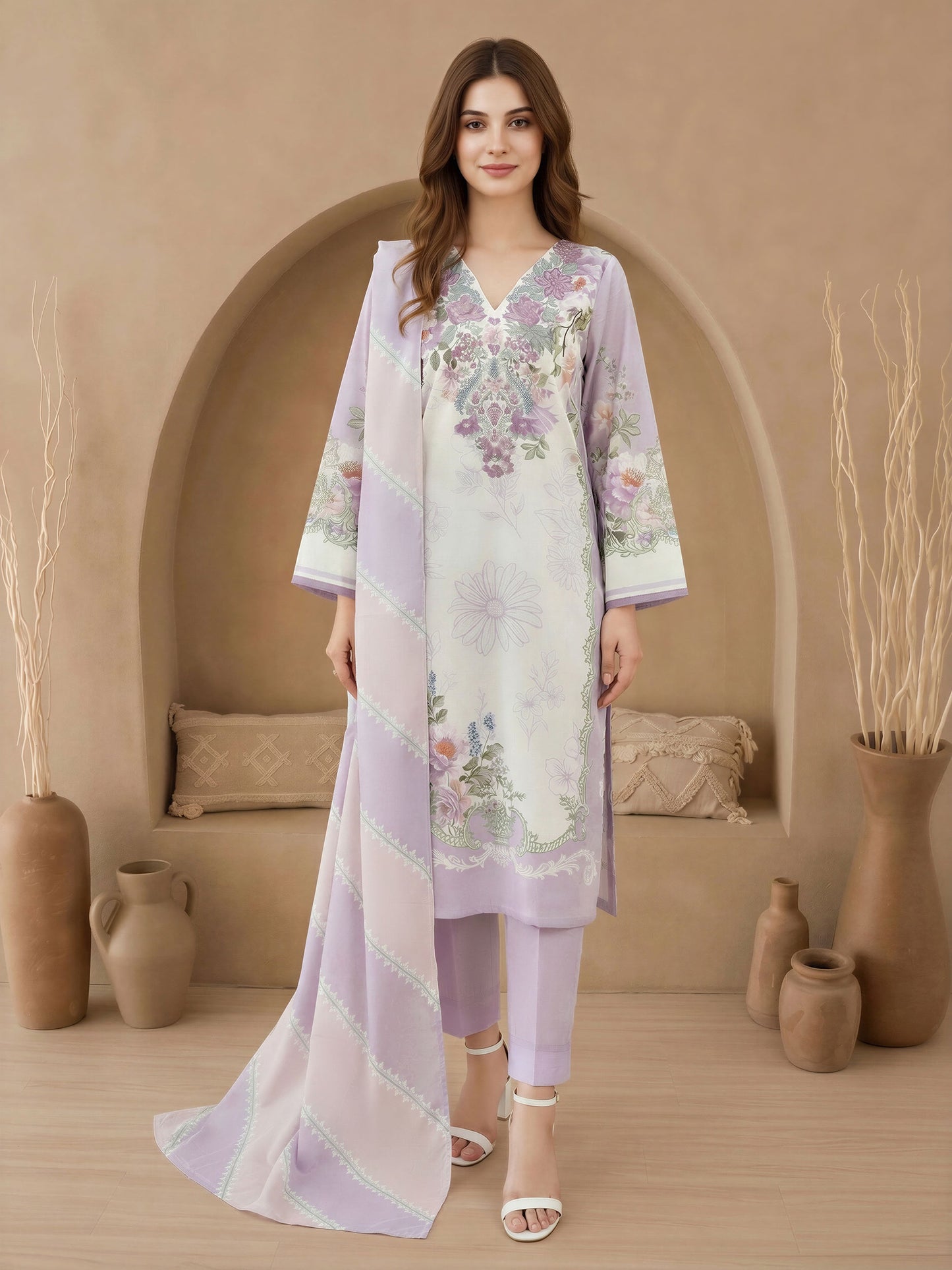 3 Piece Lawn Suit-Embroidered (Unstitched)