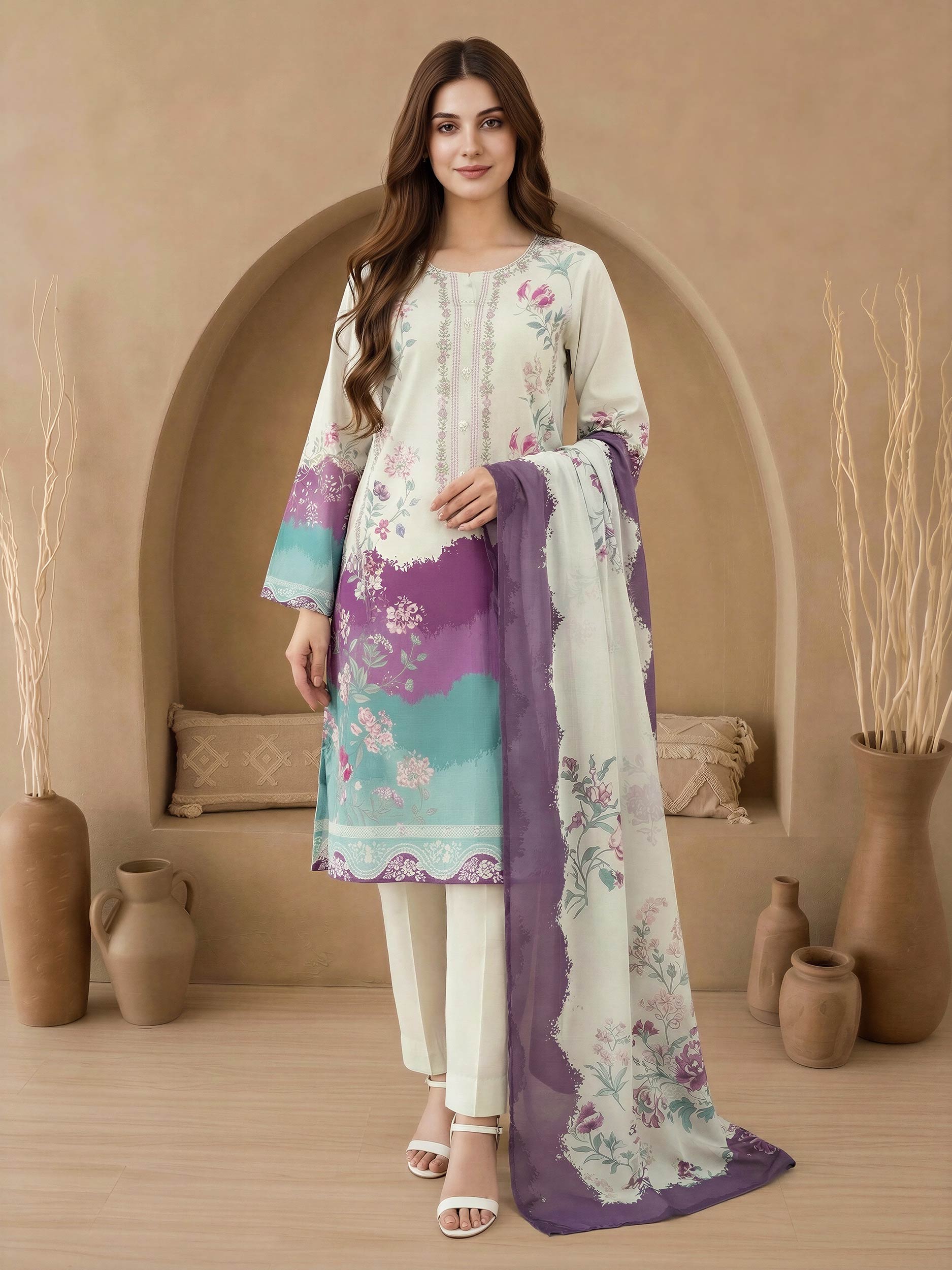 3 Piece Lawn Suit-Embroidered (Unstitched)
