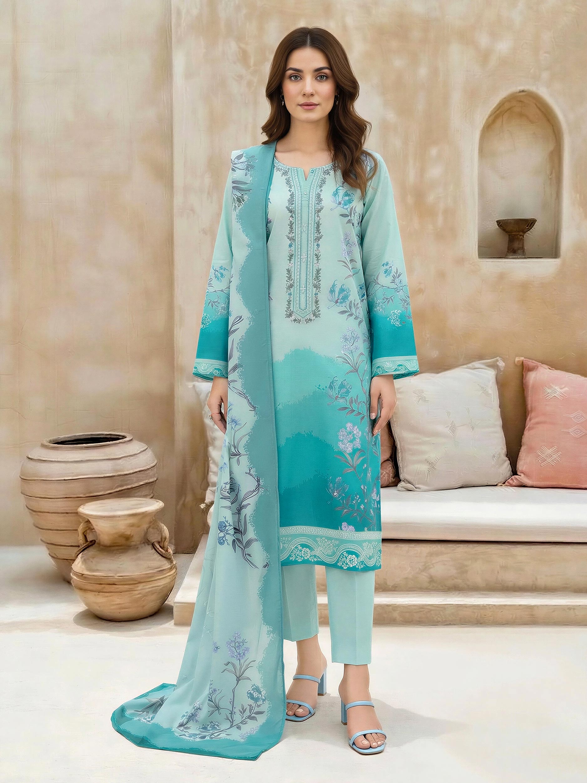 3 Piece Lawn Suit-Embroidered (Unstitched)