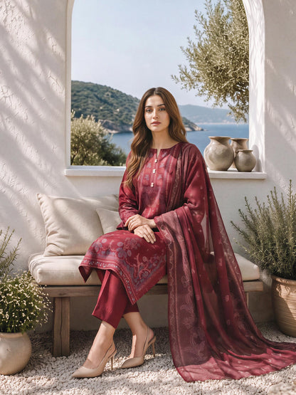 3 Piece Khaddar Suit (Unstitched)