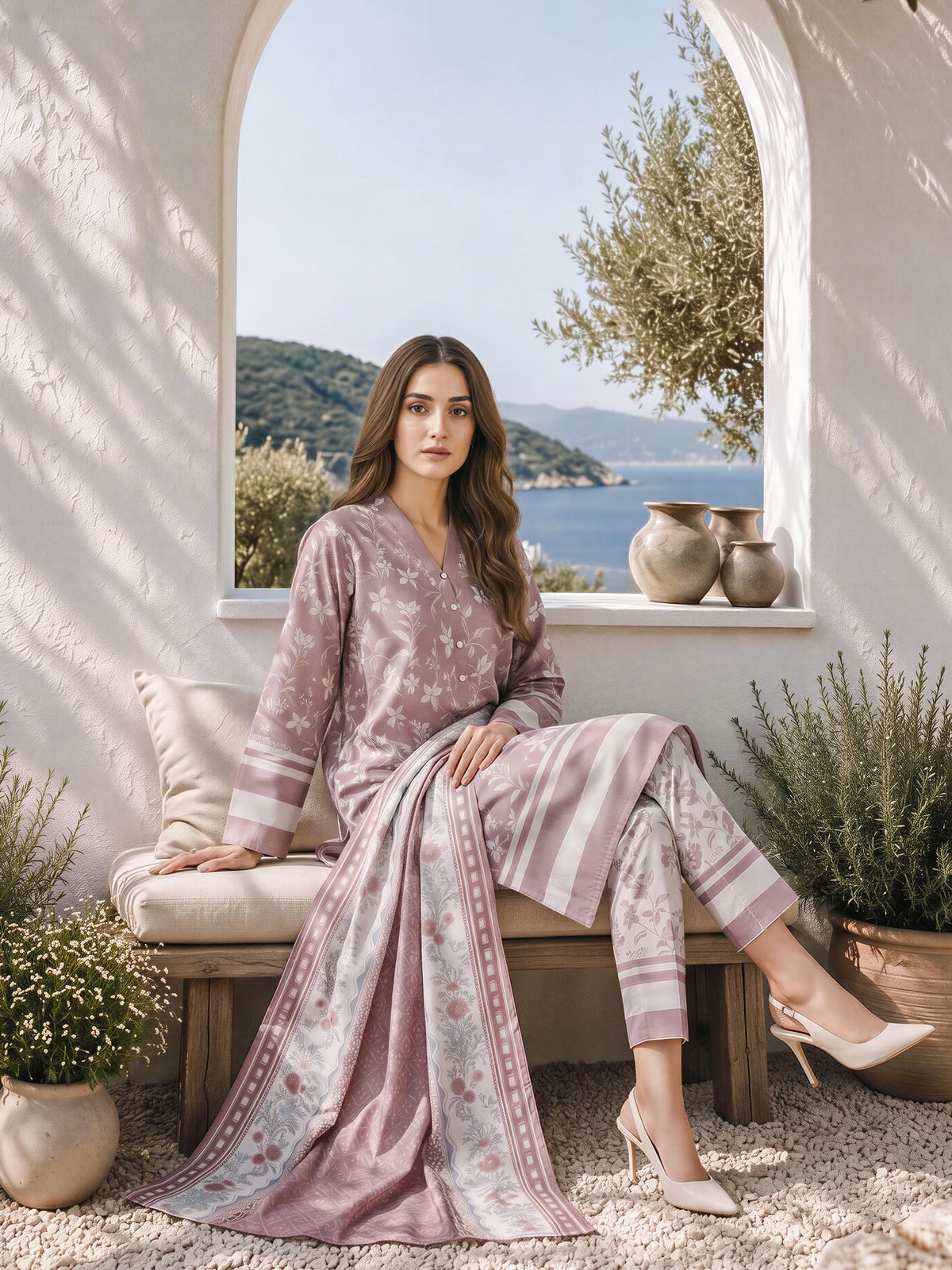 3 Piece Slub Khaddar Suit (Unstitched)